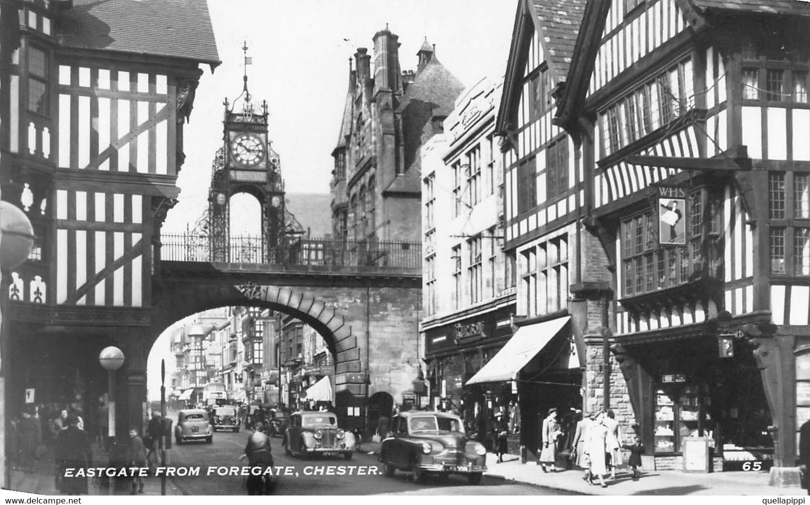 011839 "EASTGATE FROM FOREGATE - CHESTER"  ANIMATA, AUTO, VERA FOTOGRAFIA. CART NON SPED - Chester