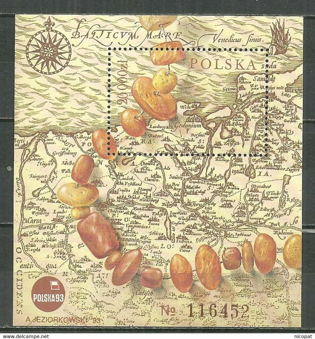 POLAND MNH ** Bloc 131 CARTE ANCIENNE. COLLIER D'AMBRE. EXPOSITION PHILATELIQUE à POZNAN - Blocks & Sheetlets & Panes