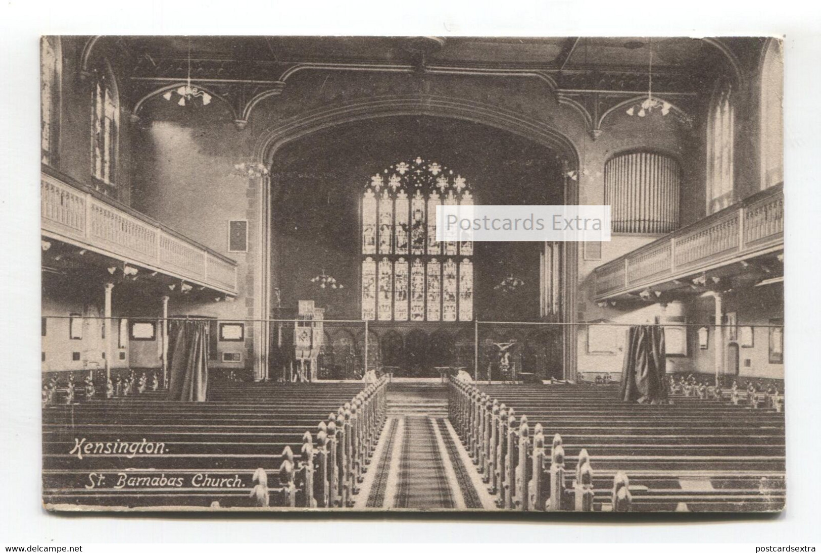 Kensington - St Barnabas Church Interior & Organ Pipes - 1906 Used London Postcard, Local Publisher (Cooke) - Autres & Non Classés
