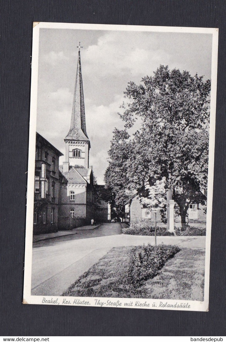 Vente Immediate AK  Brakel Krs. Höxter Thy Strasse Mit Kirche ü. Rolandsäüle ( Josef Sander 44459) - Brakel