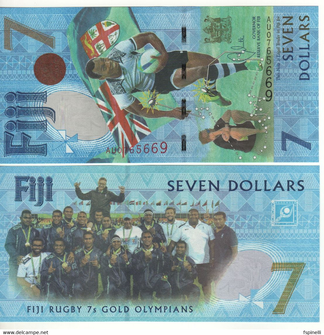 FIJI   7 Dollars P120a    (Commemorative 2016 )   Rugby 7s Gold Medal   UNC - Figi