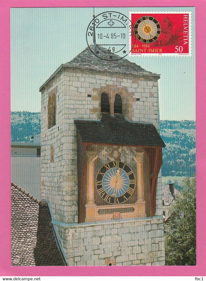 Suisse - Carte Maximum - Saint Imier - Tour De L'horloge - Clock Tower - 1985 - Horlogerie