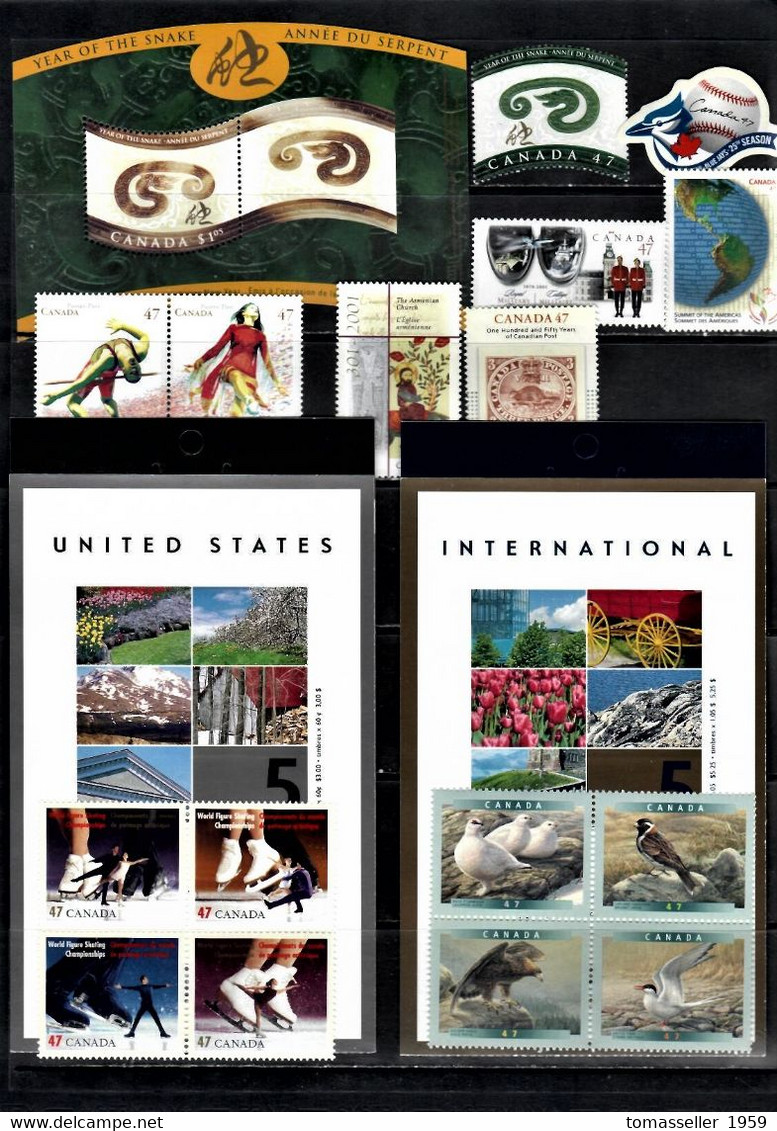 CANADA 2001  Year  Set  13  Issues (16 St.+2 S/s+2 Book.) - Años Completos