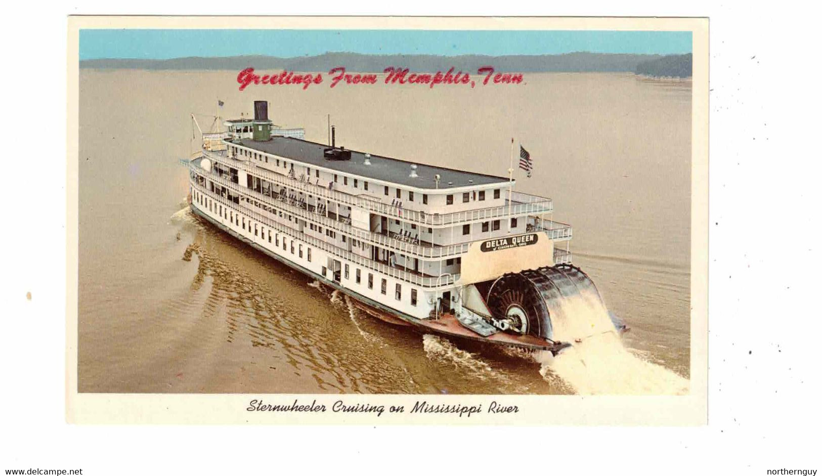 MEMPHIS, Tennessee, USA, Greetings From, Sternwheeler "Delta Queen" On Mississippi, 1970 Chrome Postcard - Memphis