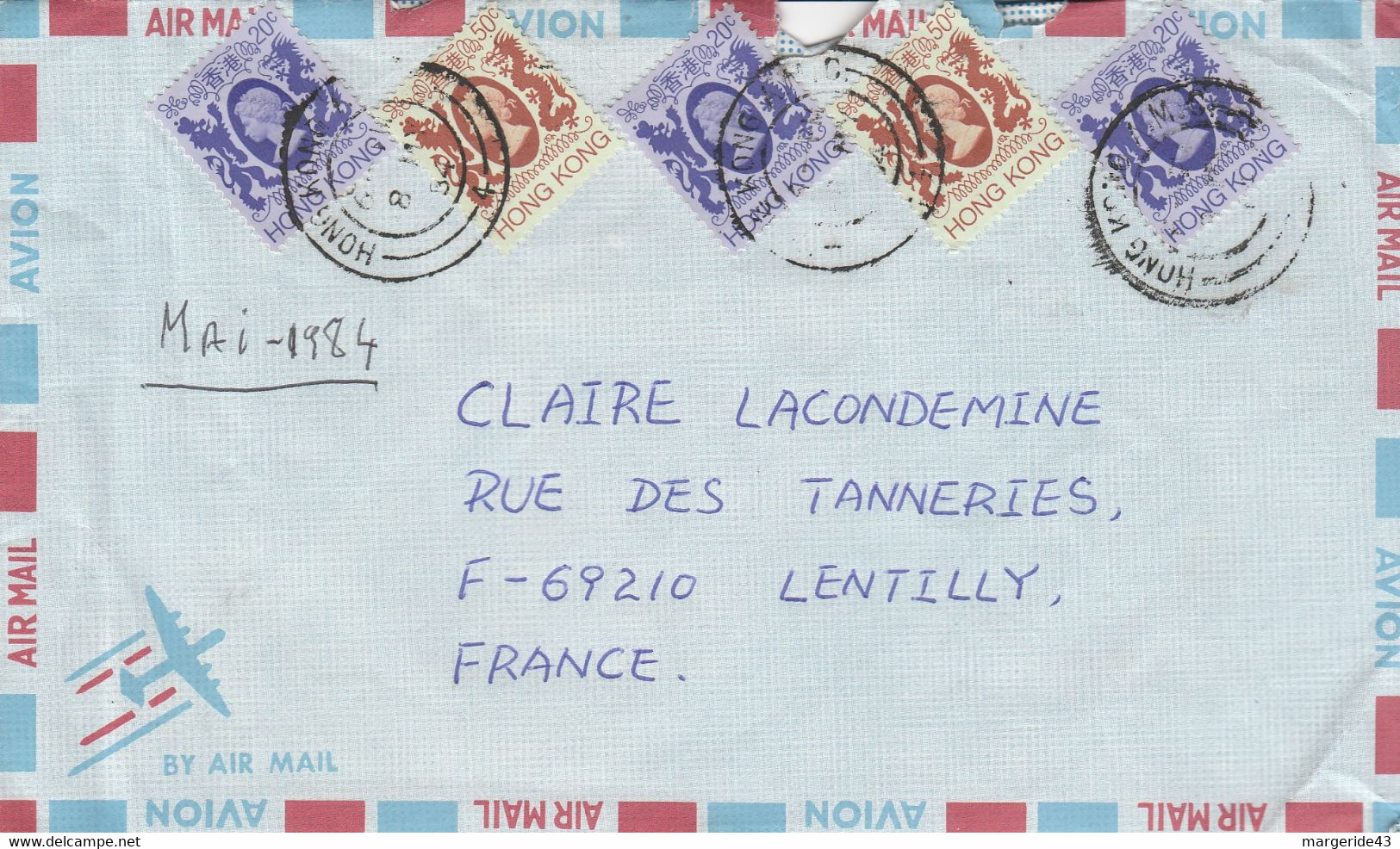 HONG KONG AFFRANCHISSEMENT COMPOSE SUR LETTRE POUR LA FRANCE - Cartas & Documentos