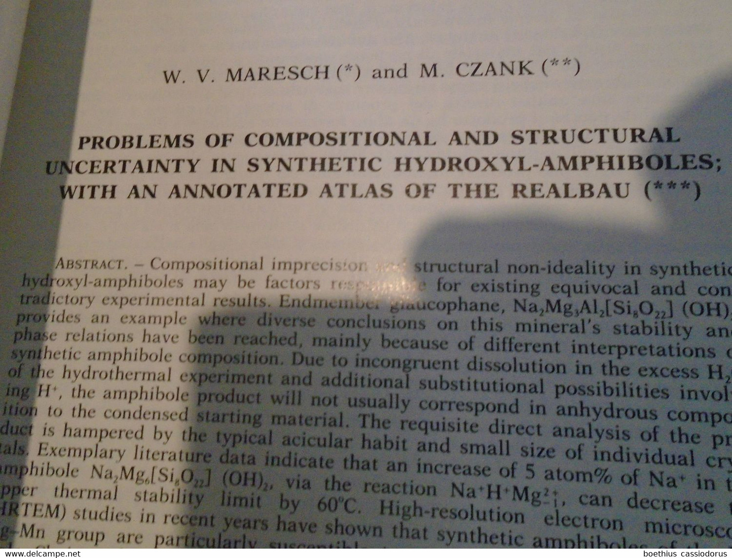 PROBLEMS OF COMPOSITIONAL AND STRUCTURAL UNCERTAINTY  IN SYNTHETIC HYDROXYL-AMPHIBOLES WITH ANNOTED ATLAS OF THE REALBAU - Geowissenschaften