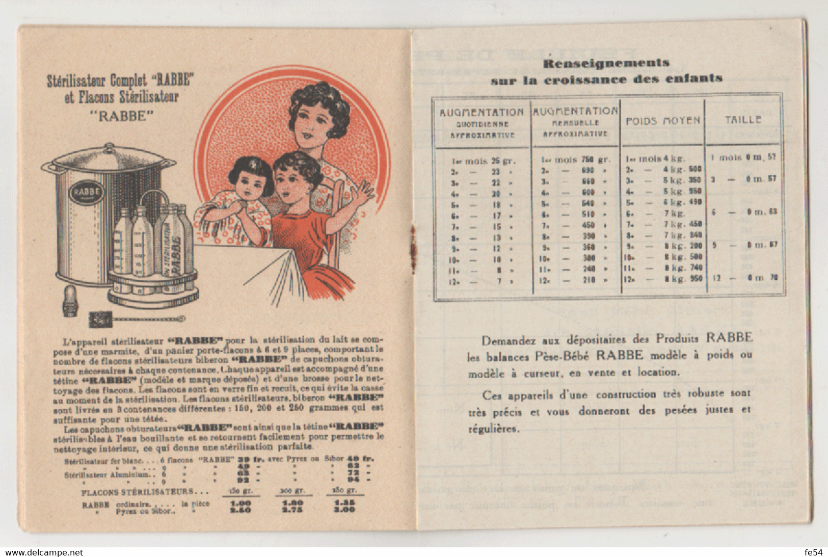 ° RABBE ° l'hygiène et l'allaitement des enfants - tétines, biberons .... ° bébé ° livret commercial ... °