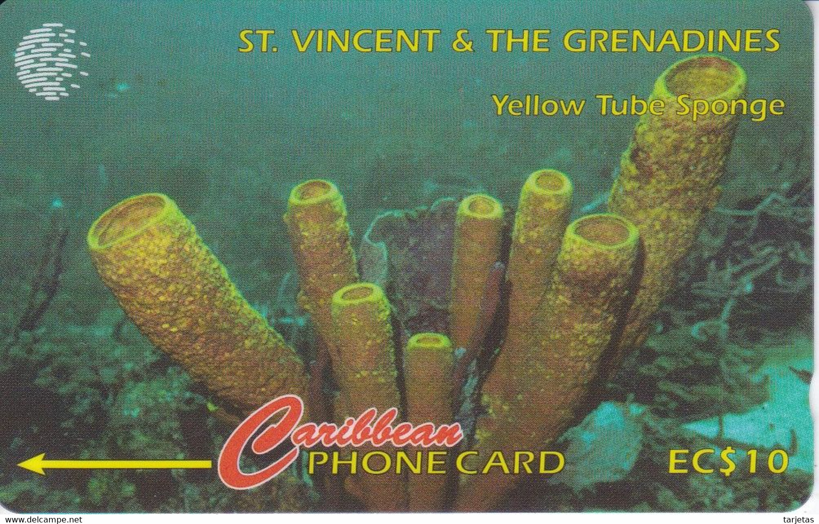 TARJETA DE ST. VINCENT & GRENADINES DE 10$ DE YELLOW TUBE SPONGE (52CSVF) - San Vicente Y Las Granadinas