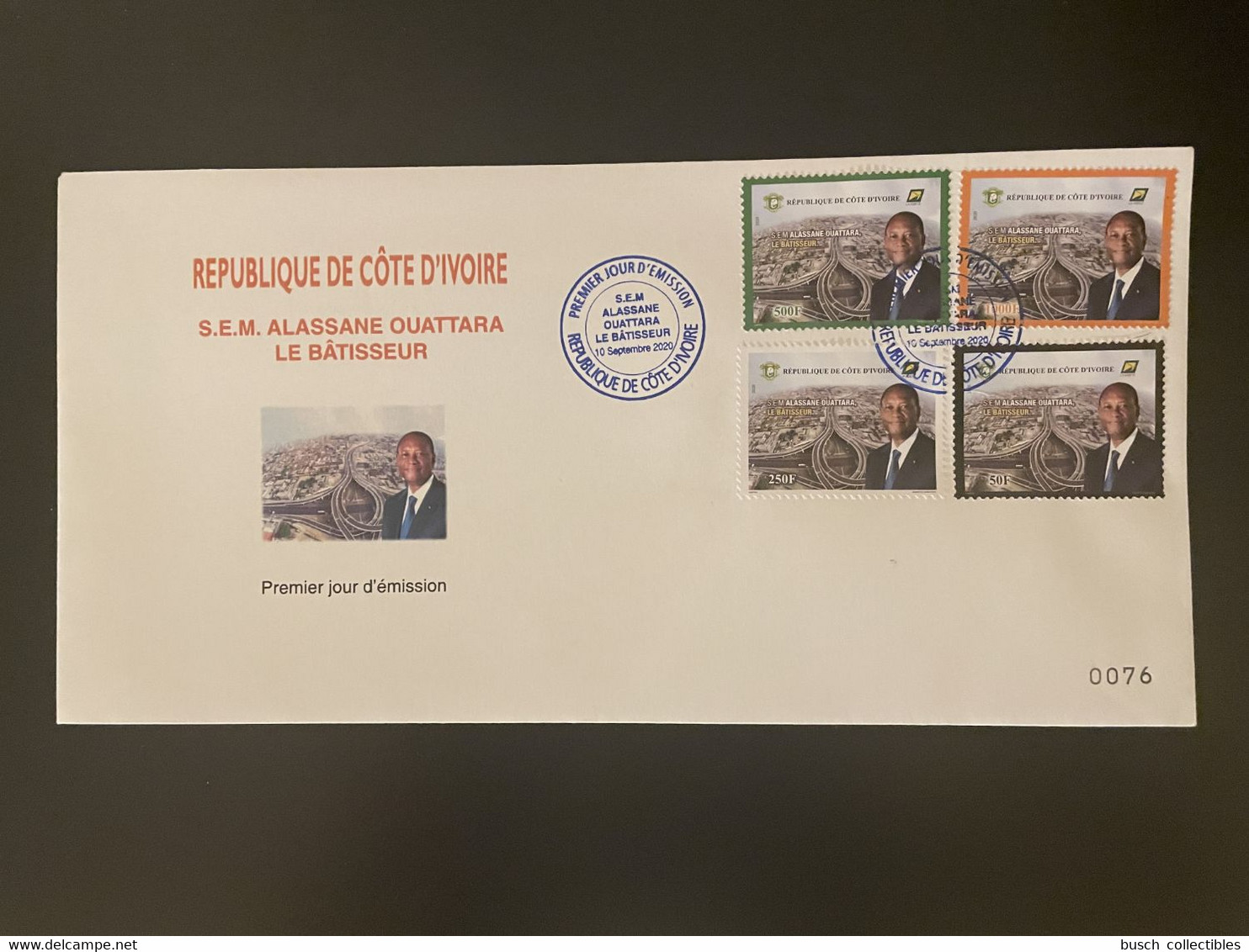 Côte D'Ivoire Ivory Coast 2020 Mi. ? FDC Envelopper 1er Jour S.E.M. Alassane Ouattara Le Bâtisseur Président - Côte D'Ivoire (1960-...)