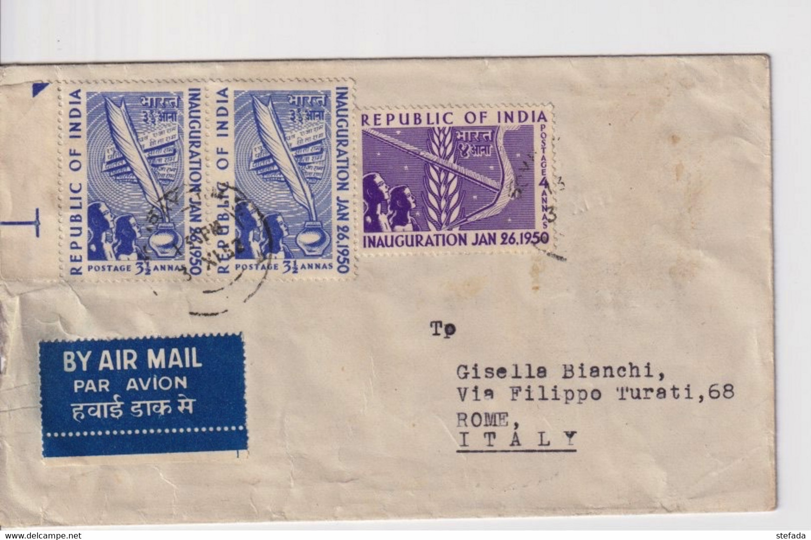 INDIA1953   BUSTA VIAGGIATA - Other & Unclassified