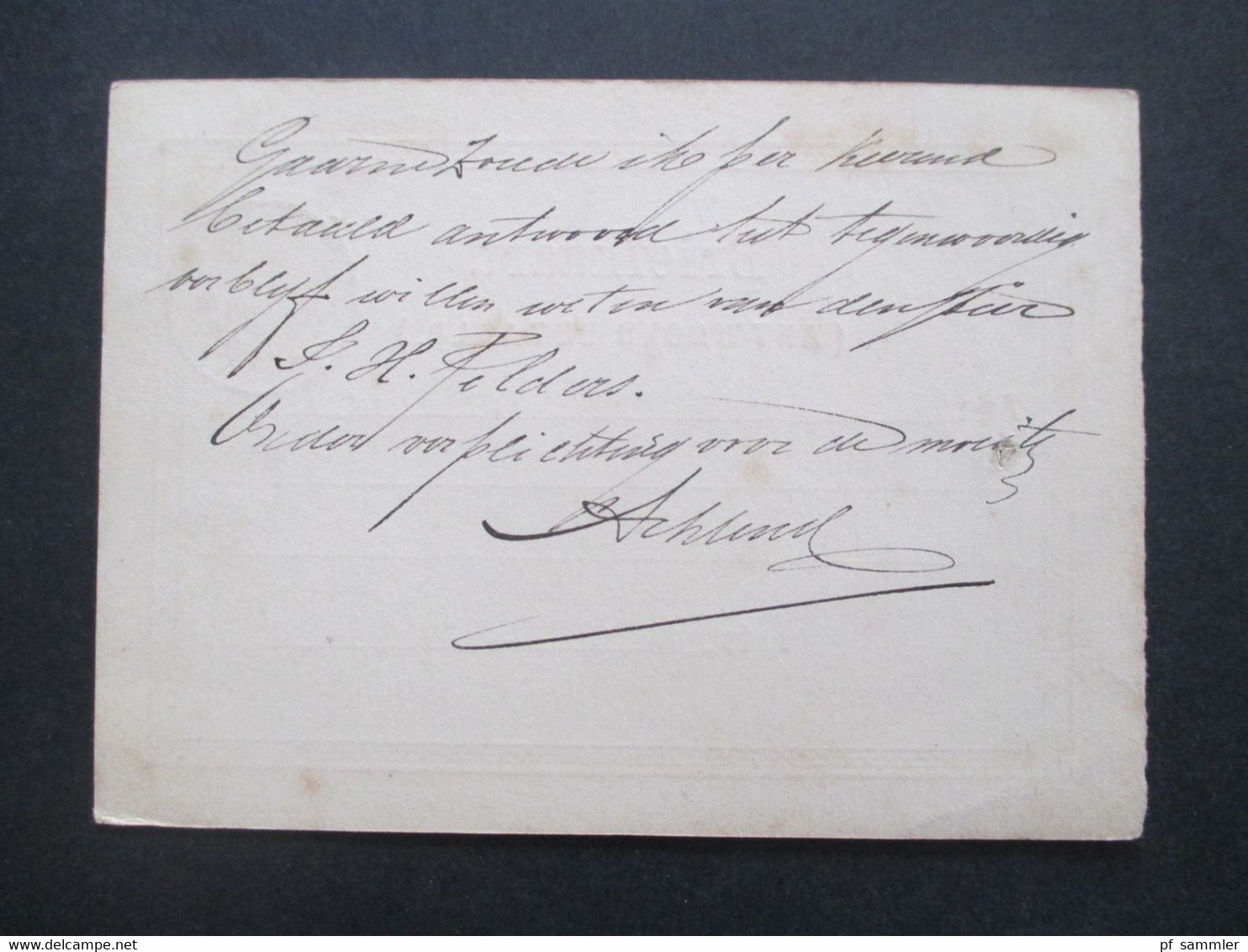 Niederlande 1872 / 77 Ganzsache P 3 A Amsterdam - Rotterdam Antwortteil - Cartas & Documentos