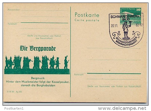 DDR P84-7a-82 C7-b Postkarte Zudruck BERGPARADE Schwarzenberg Sost. 1982 - Private Postcards - Used