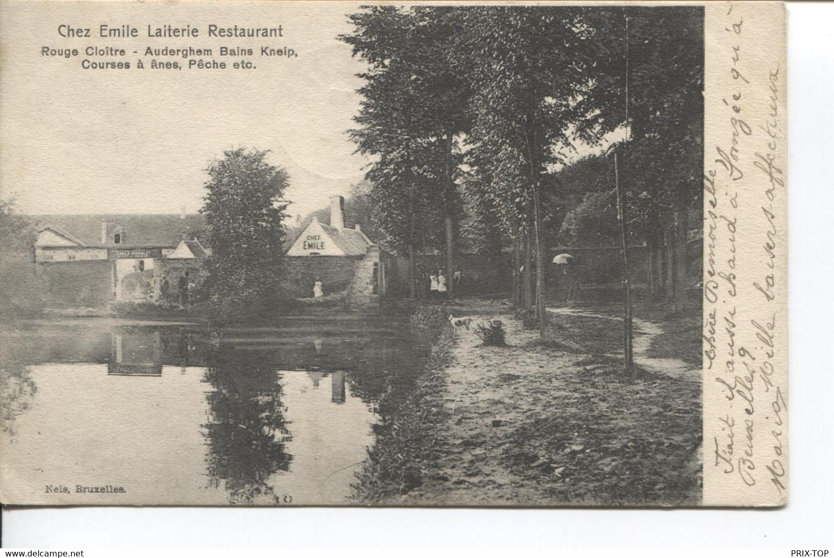 REF2571/ CP-PC Auderghem Chez Emile Laiterie Restaurant Rouge Cloître ( BXL > Somzée C.Etoile-Relais Laneffe En Arrivée) - Auderghem - Oudergem