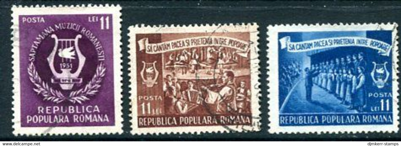 ROMANIA 1951 Music Week Used.  Michel 1288-90 - Used Stamps