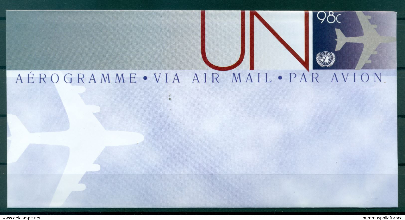 Nations Unies New York  2010 - Poste Aérienne. Entier Postal 98 Centimes - Luftpost
