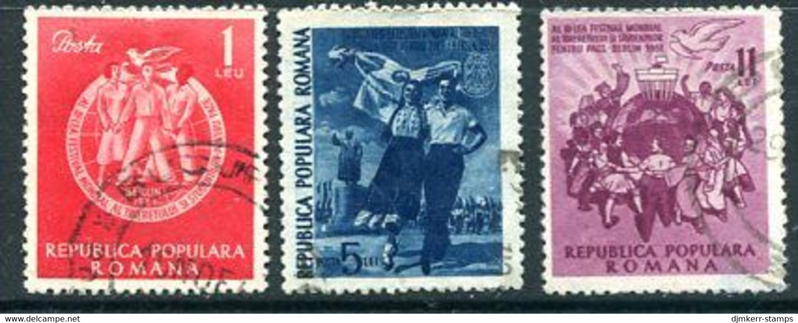 ROMANIA 1951  World Youth Festival Used.  Michel 1264-66 - Usati