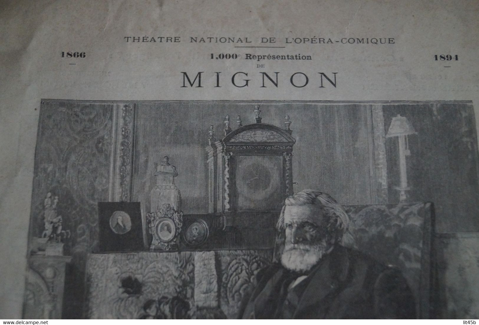 Rare Ancienne Partition Mignon,avec Autographe De Ambroise Thomas Compositeur Français,le 15/05/1894,30 Cm. Sur 20 Cm. - Other & Unclassified