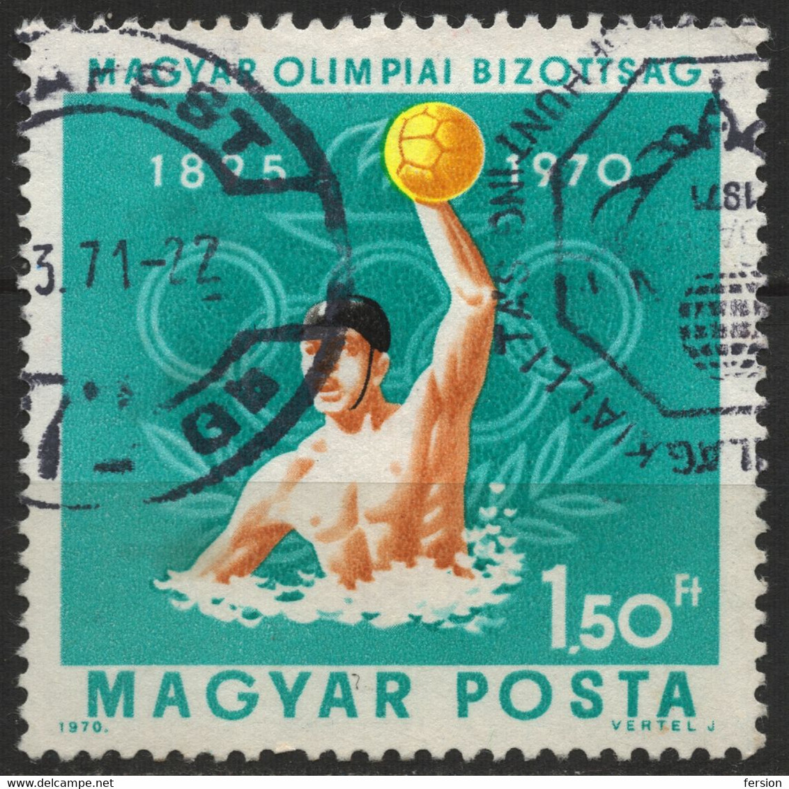 WATERPOLO WATER POLO BALL Hungarian Olympic Committee 1970 Hungary - Canceled Used - Water-Polo