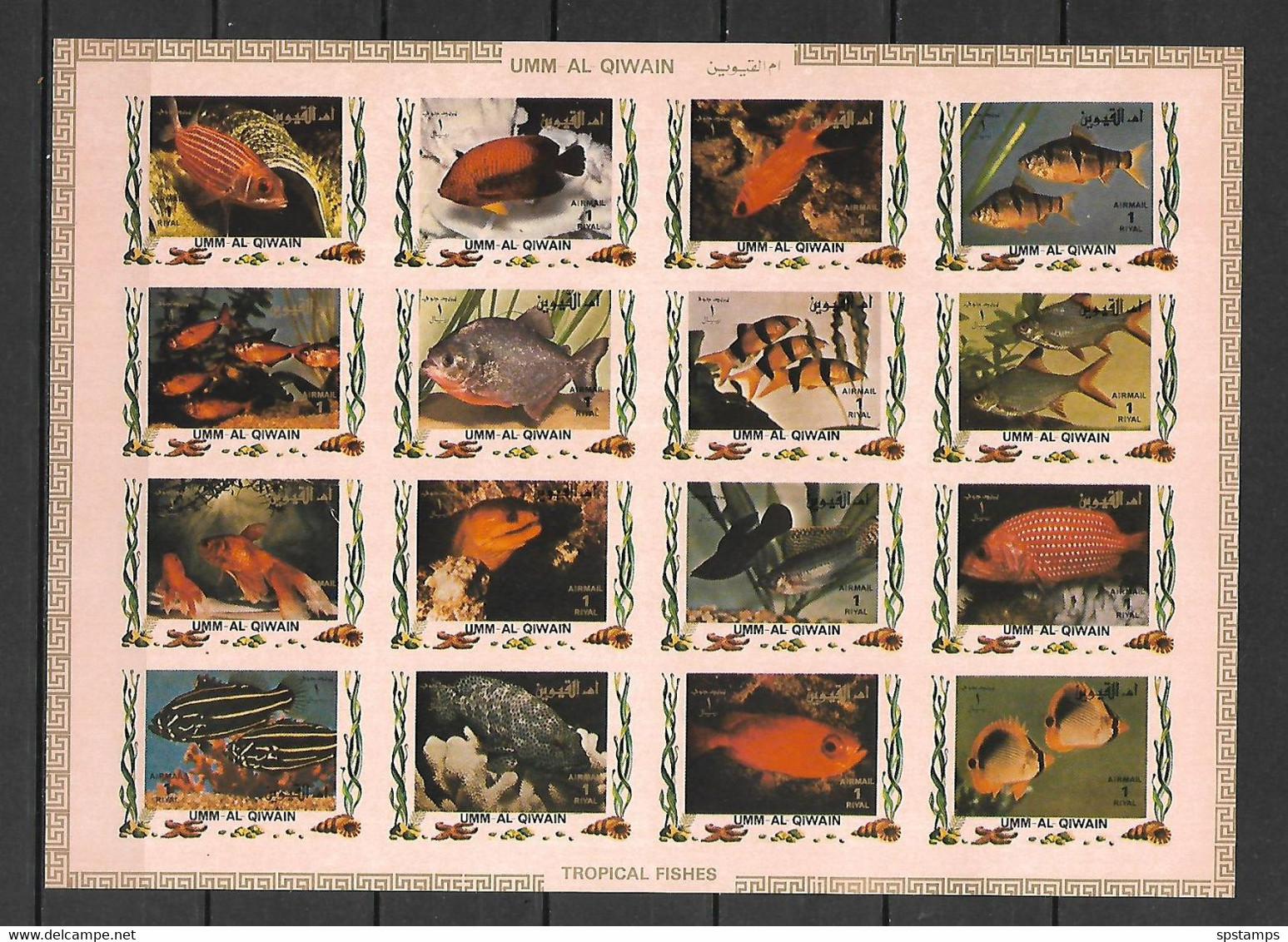 Umm Al Qiwain 1972 Fishes #2 IMPERFORATE Sheetlet MNH - Peces