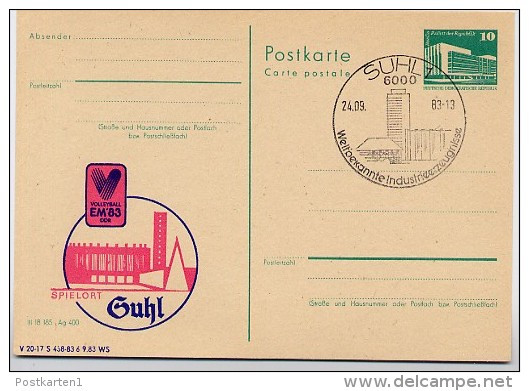 DDR P84-35a-83 C42-a Postkarte Zudruck EM VOLLEYBALL Suhl Sost. 1983 - Cartes Postales Privées - Oblitérées