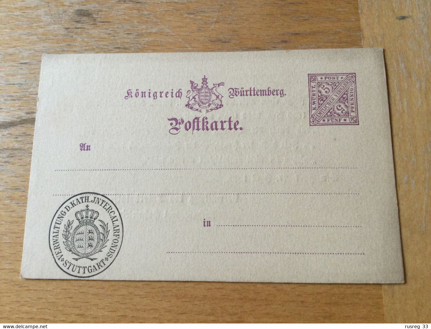 KO1 Württemberg Ganzsache Stationery Entier Postal DP 26 Mit Zudruck Stuttgart - Andere & Zonder Classificatie