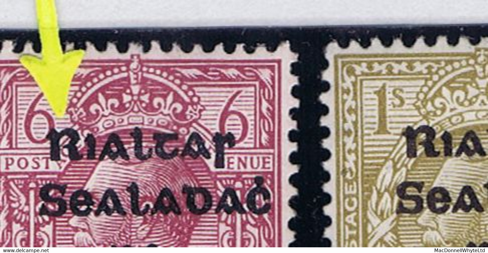 Ireland 1922 Thom Rialtas Black Ovpt On 6d 1s, Each With Variety "R Over Se" Fresh Mint Hinged. - Ungebraucht