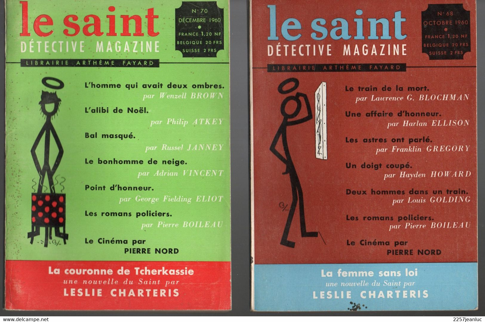 Lot 3 Livres  Détective Magazine N: 56-68 & 70 -  Le Saint - Années 1959 Et 1960 Editions Arthème Fayard - Jacquier, Ed.