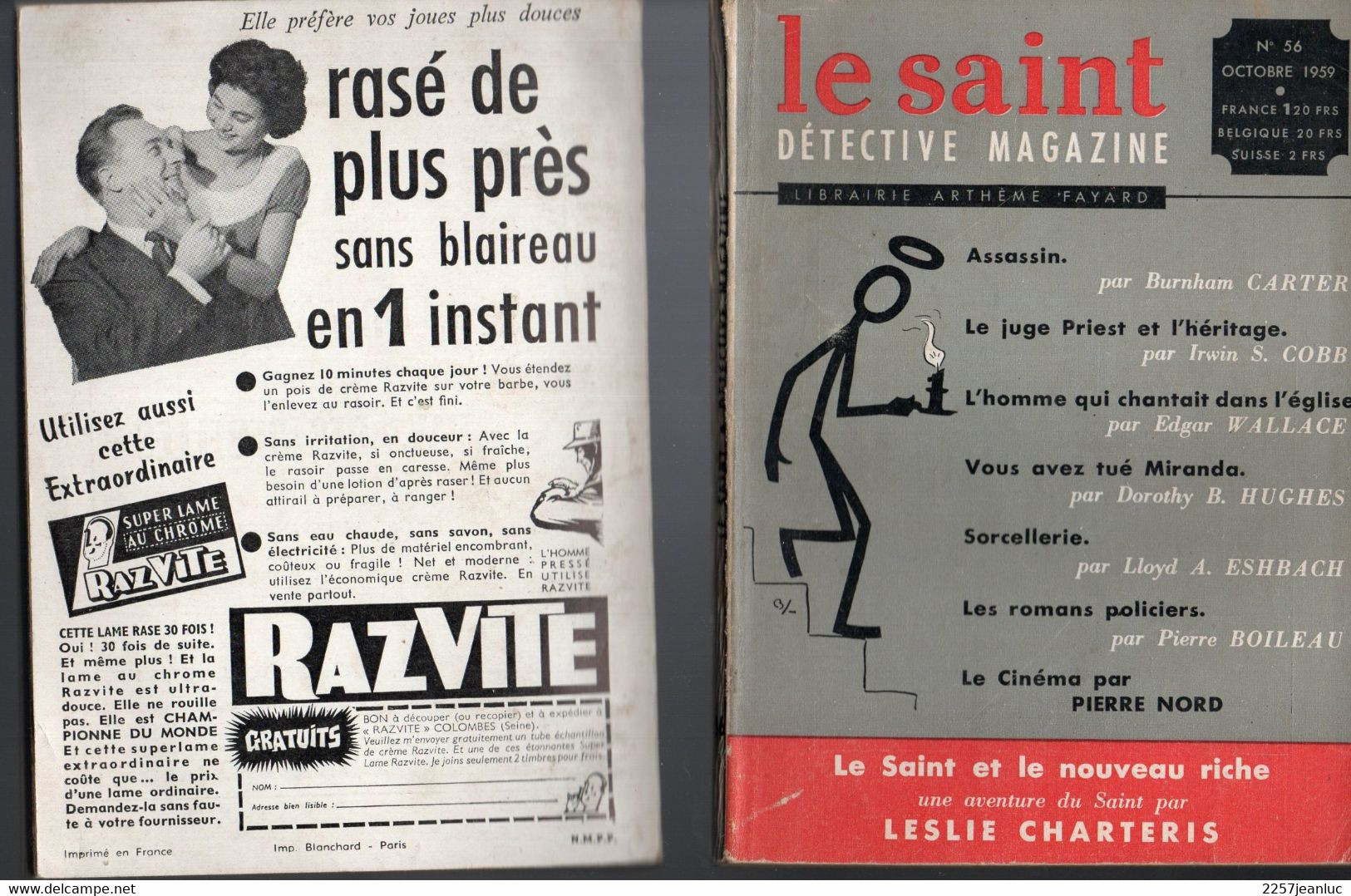 Lot 3 Livres  Détective Magazine N: 56-68 & 70 -  Le Saint - Années 1959 Et 1960 Editions Arthème Fayard - Jacquier, Ed.