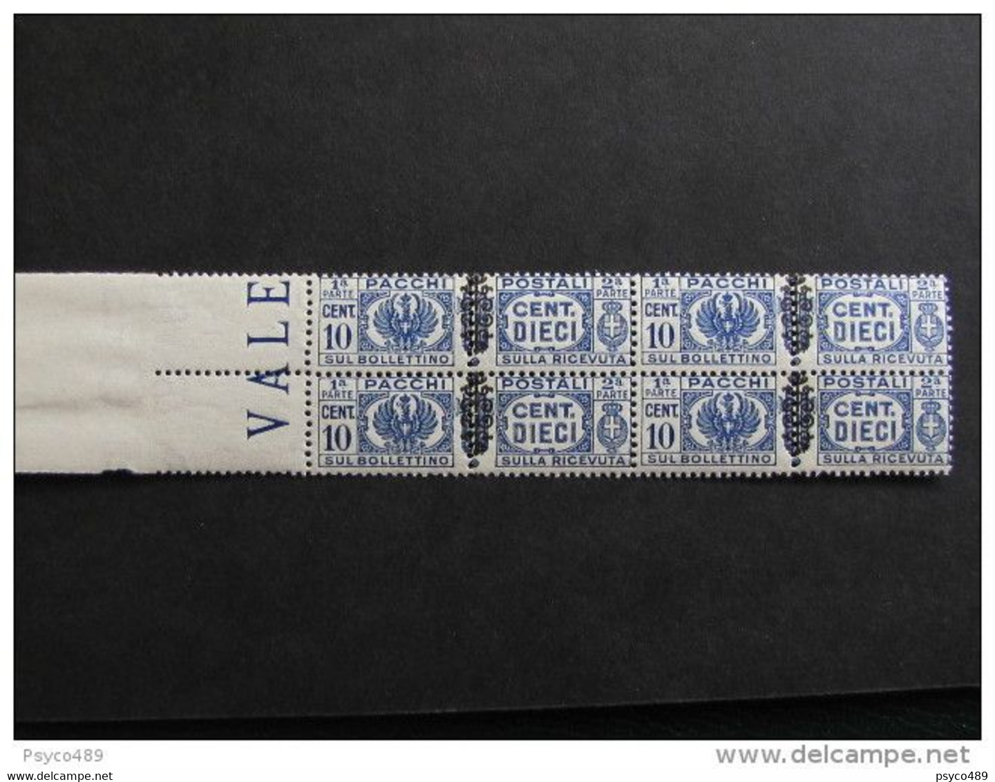 ITALIA Luogotenenza Pacchi-1945 "Fasci Sopr." C. 10 Quartina MNH** (descrizione) - Paketmarken