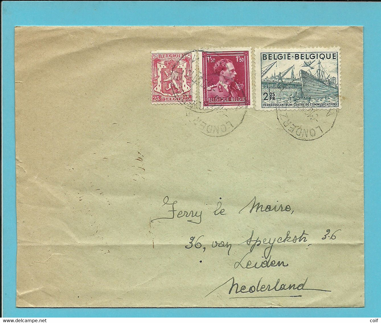 423+691+764 Op Brief Met Stempel LONDERZEEL - 1948 Export