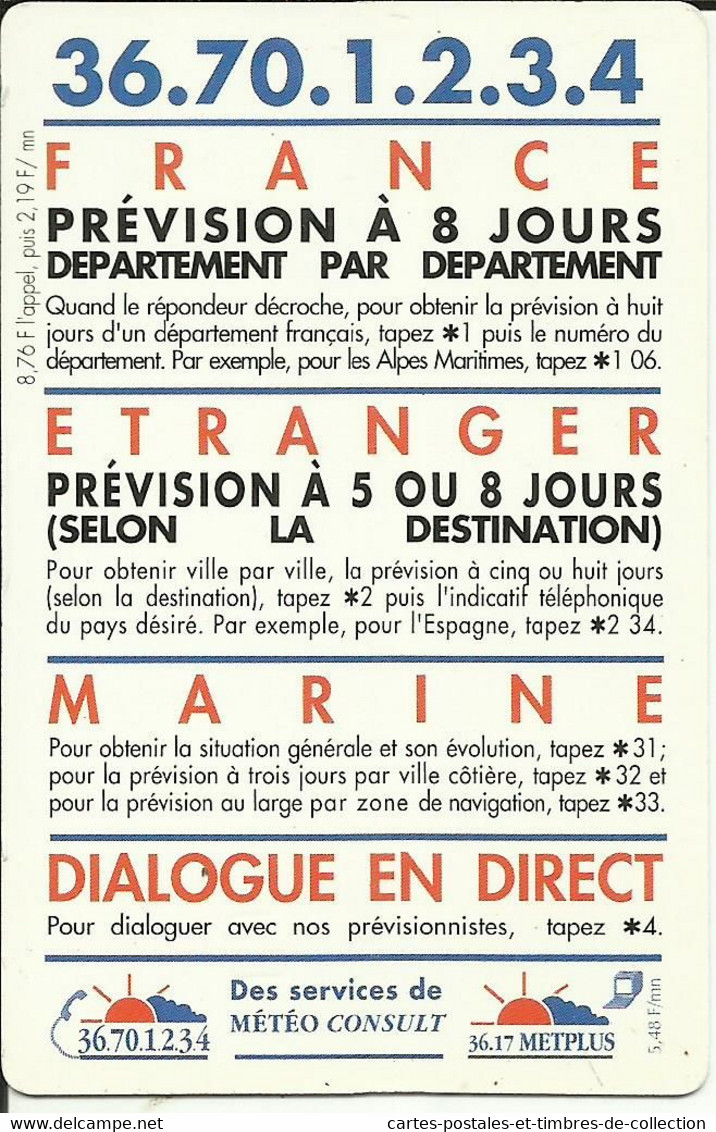 Carte " METPLUS " Toute La Météo Par Téléphone - Sonstige & Ohne Zuordnung