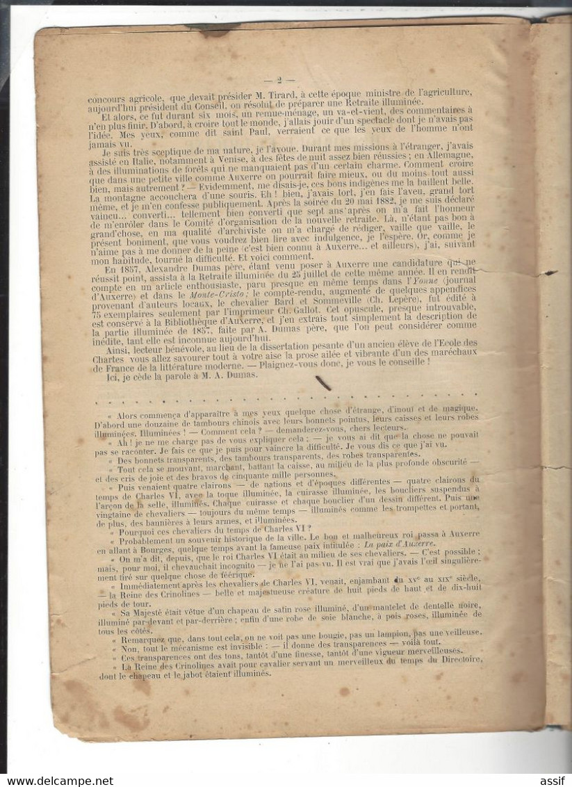 AUXERRE 1789 - 1889 Grande Retraite Illuminée  ( 5 Août 1889 ) Frise Dépliante 3,30 Mètres  Alliance France Russie - Ohne Zuordnung