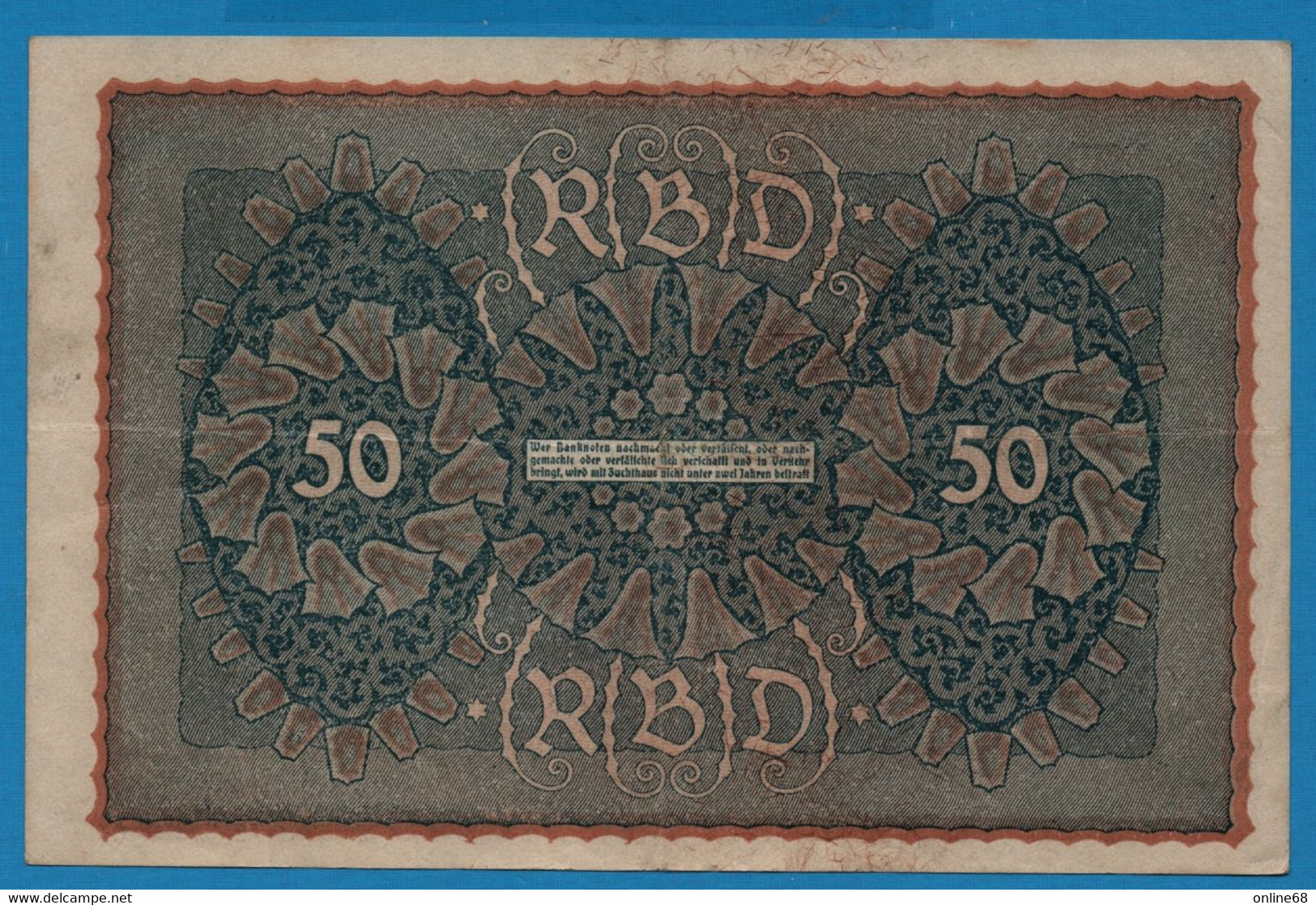 DEUTSCHES REICH 50 Mark  24.06.1919 Série Nb # 892568 P# 66 Reihe 3 - 50 Mark