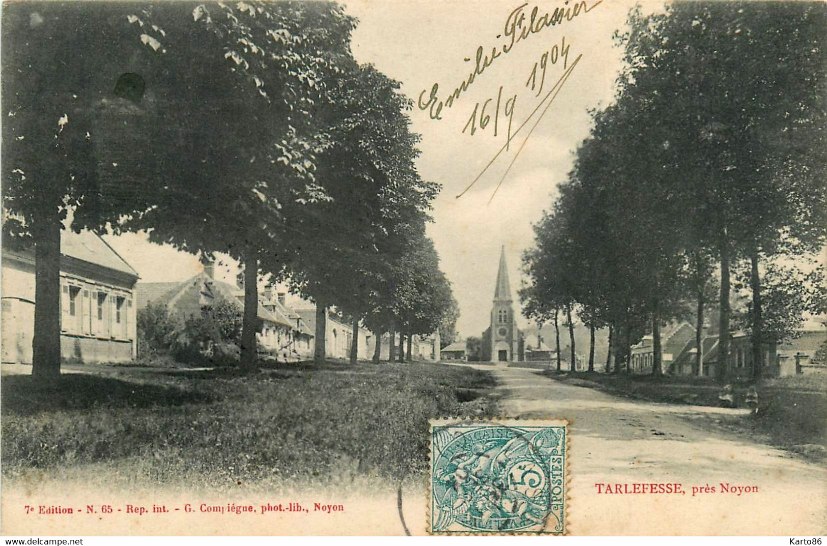 Tarlefesse * Rue Du Village Vers L'église * Près Noyon - Raray