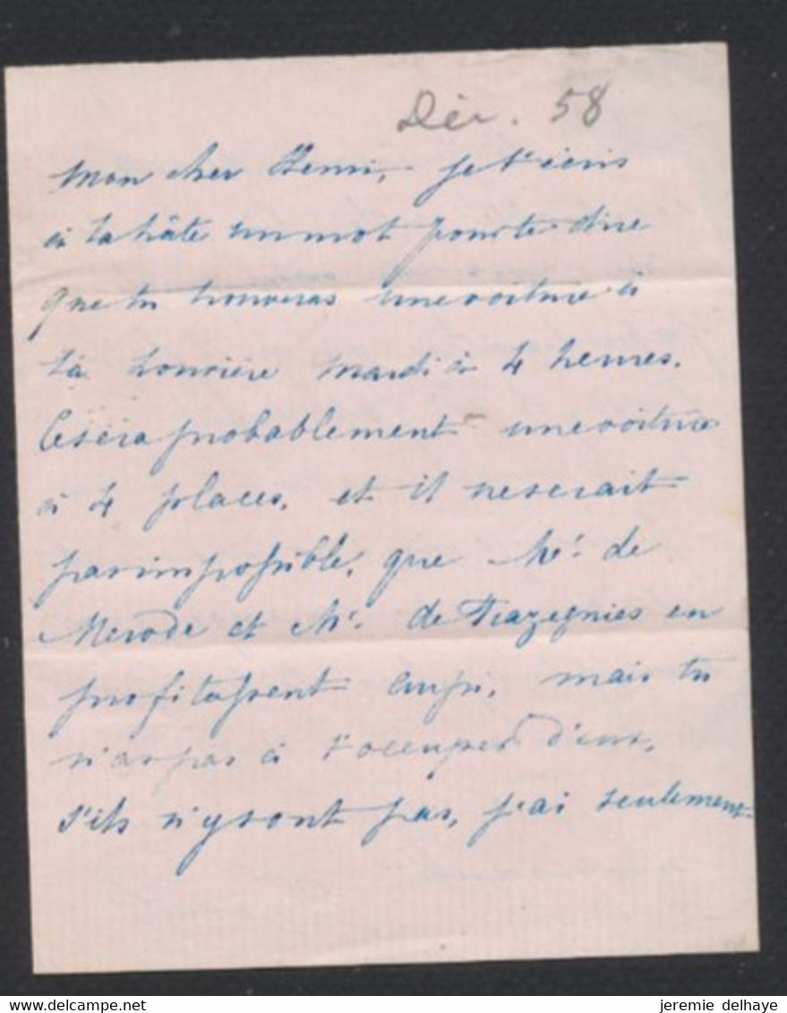 Petite LAC Non Affranchie (1858) + Obl De Distribution çàd "Le-Roeulx" Et Port 3 Décimes > Comte... A Louvain - Rural Post