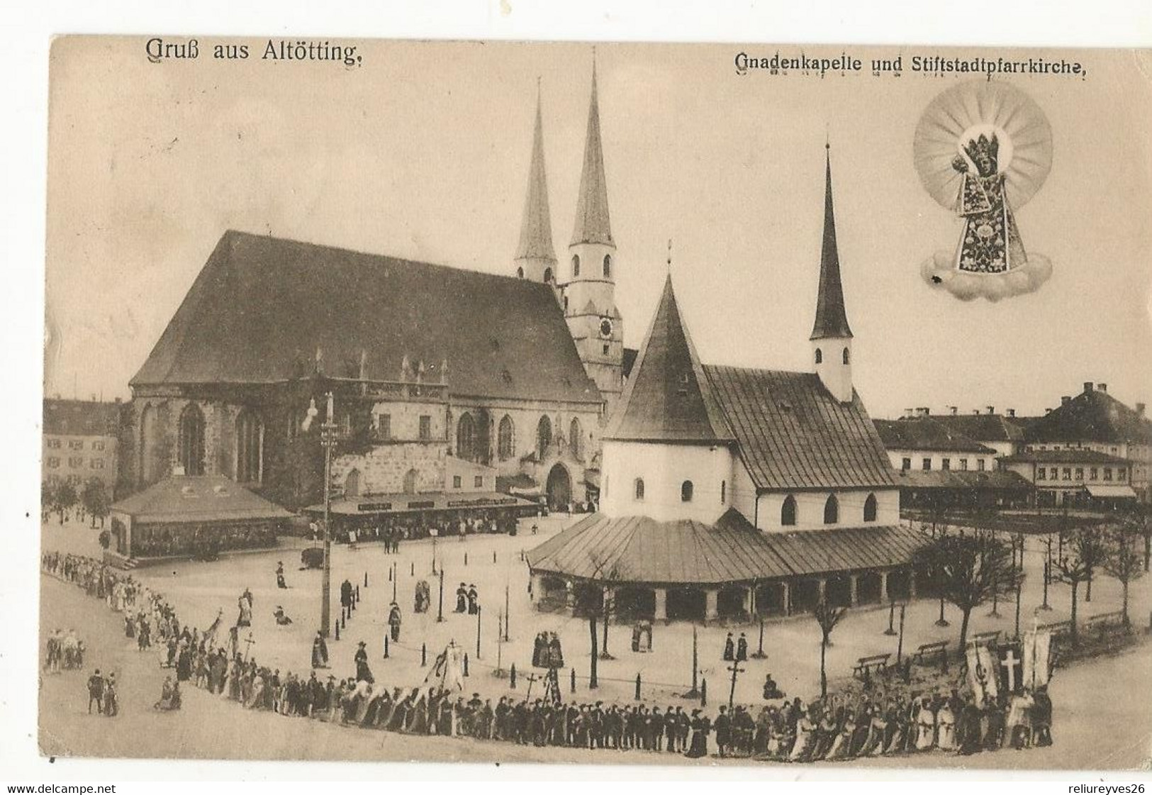 CPA, Allemagne, Grub Aus Altötting , Gnadenkapelle  Und Stiftstadpiarrkirche  ,Ed.F.M..,1919 - Altoetting