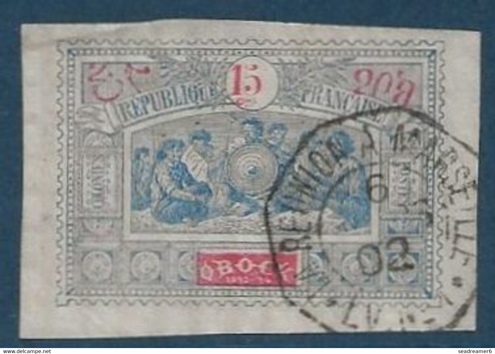 France Colonies Obock N°52 Oblitéré Cachet Hexagonal Ligne "la Reunion à Marseille" Superbe !! - Gebraucht