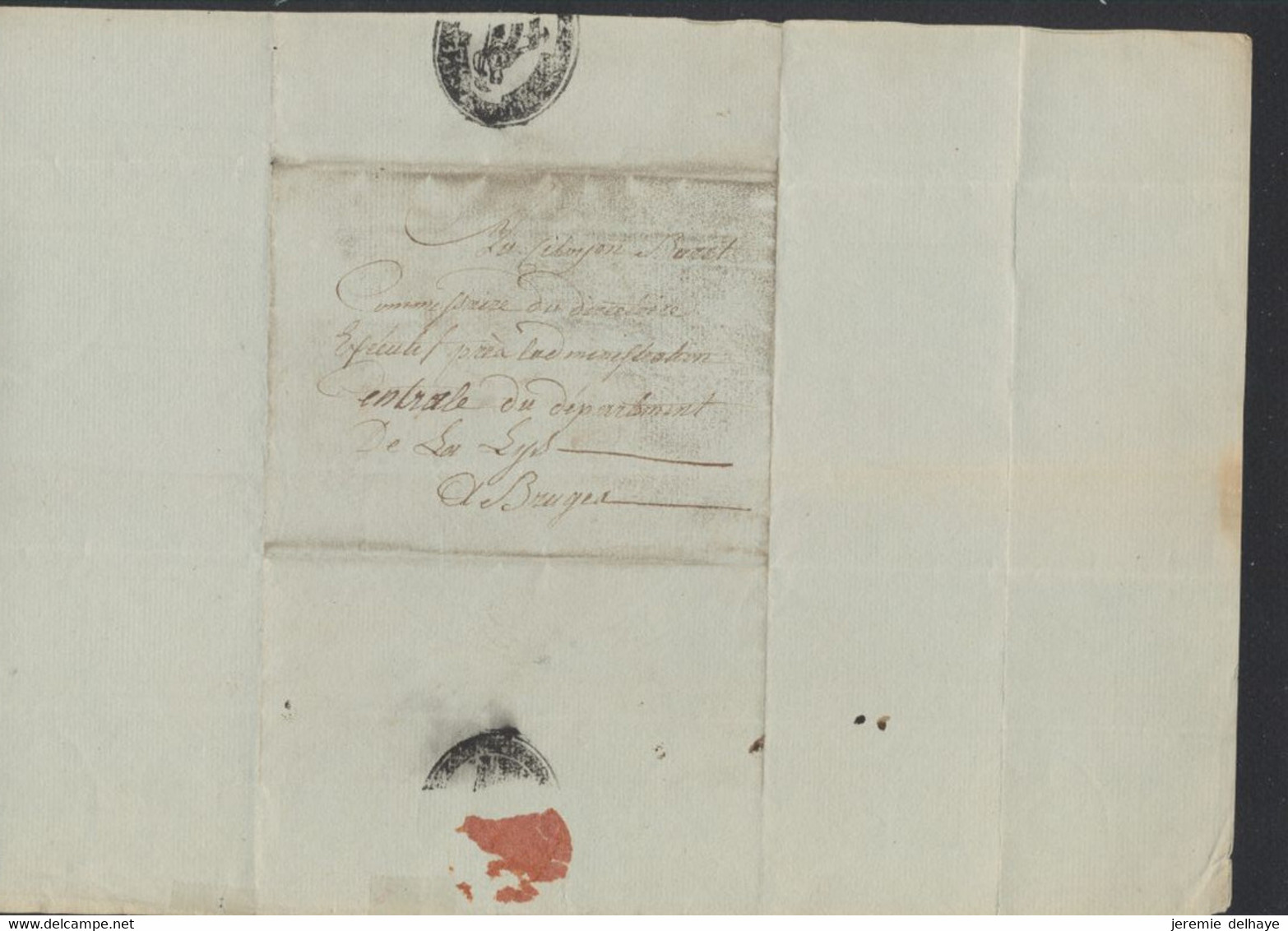 Précurseur - LAC "Liberté égalité" (Langemark 17 Frimaire An 6) + Cachet De La Mairie & Filigrane > Bruges - 1794-1814 (Periodo Frances)