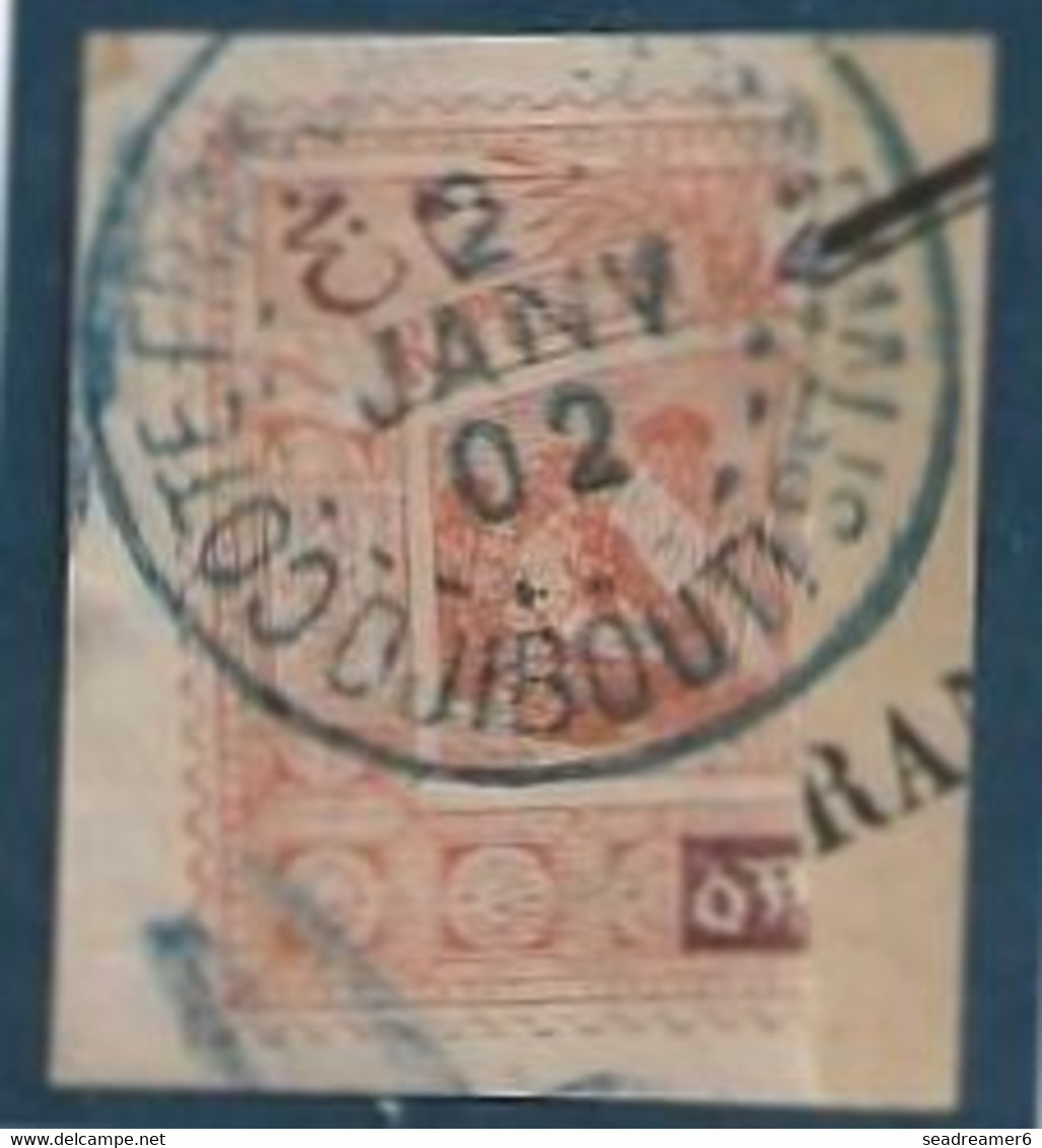 France Colonies Obock Fragment N°53a Coupé Moitié Gauche Oblitéré Bleue Djibouti (cote Des Somalis) - Used Stamps