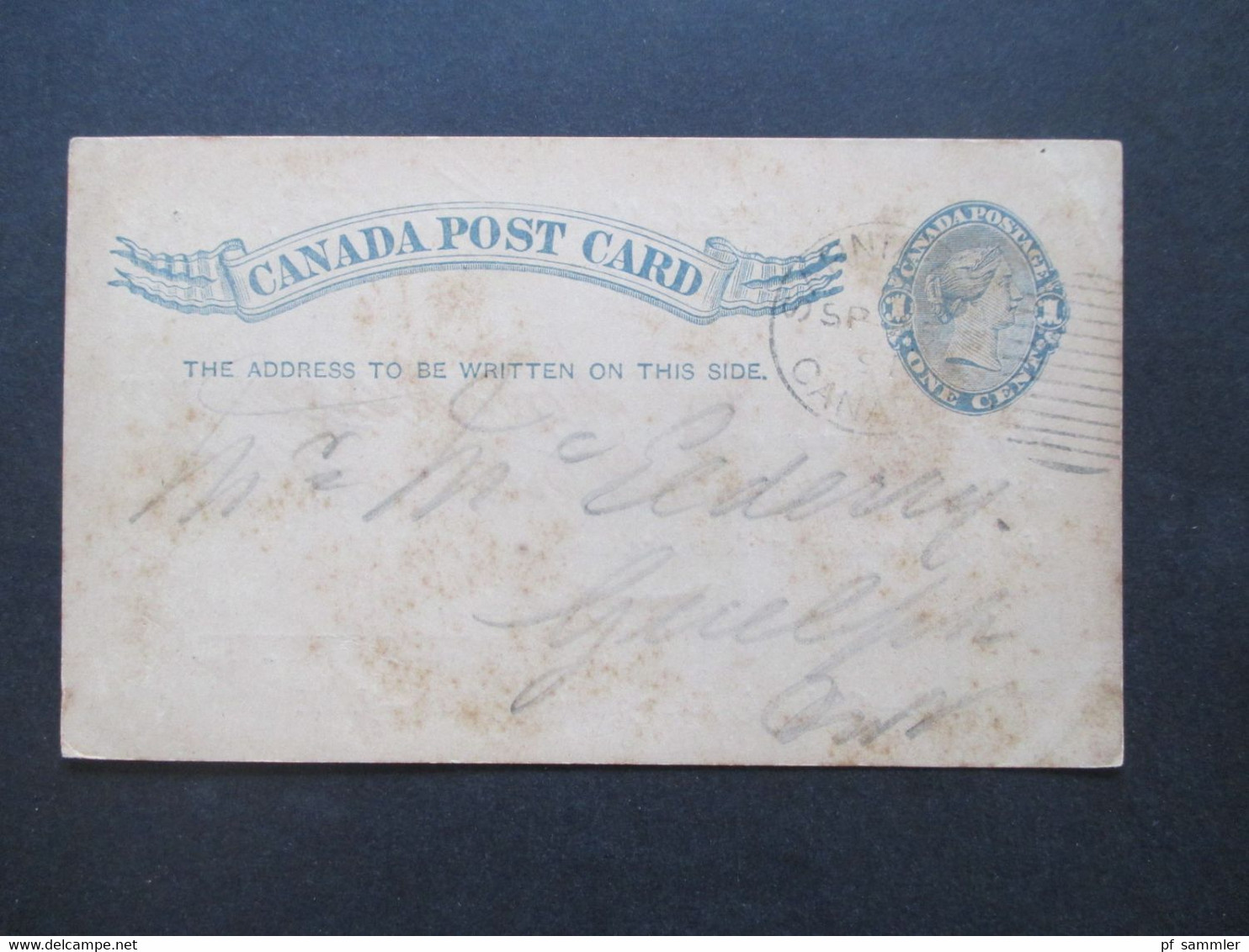 Kanada 1891 Ganzsache Canada Post Card Gedruckte Karte Vertreter Ankündigungskarte John Whyte - Briefe U. Dokumente