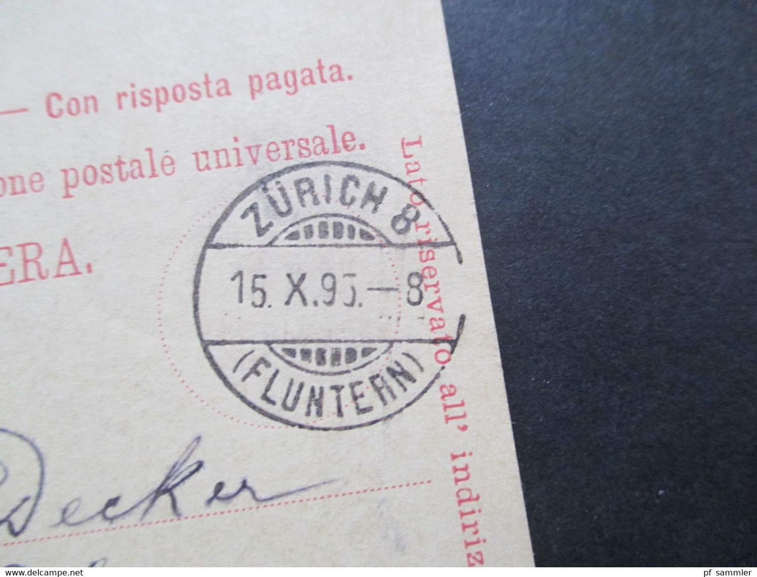 Schweiz 1895 Ganzsache Mit Bezahlter Antwort / Fragekarte Zürich 8 Nach Hannover Mit Ank. Stempel K1 Hannover 1. * V - Interi Postali