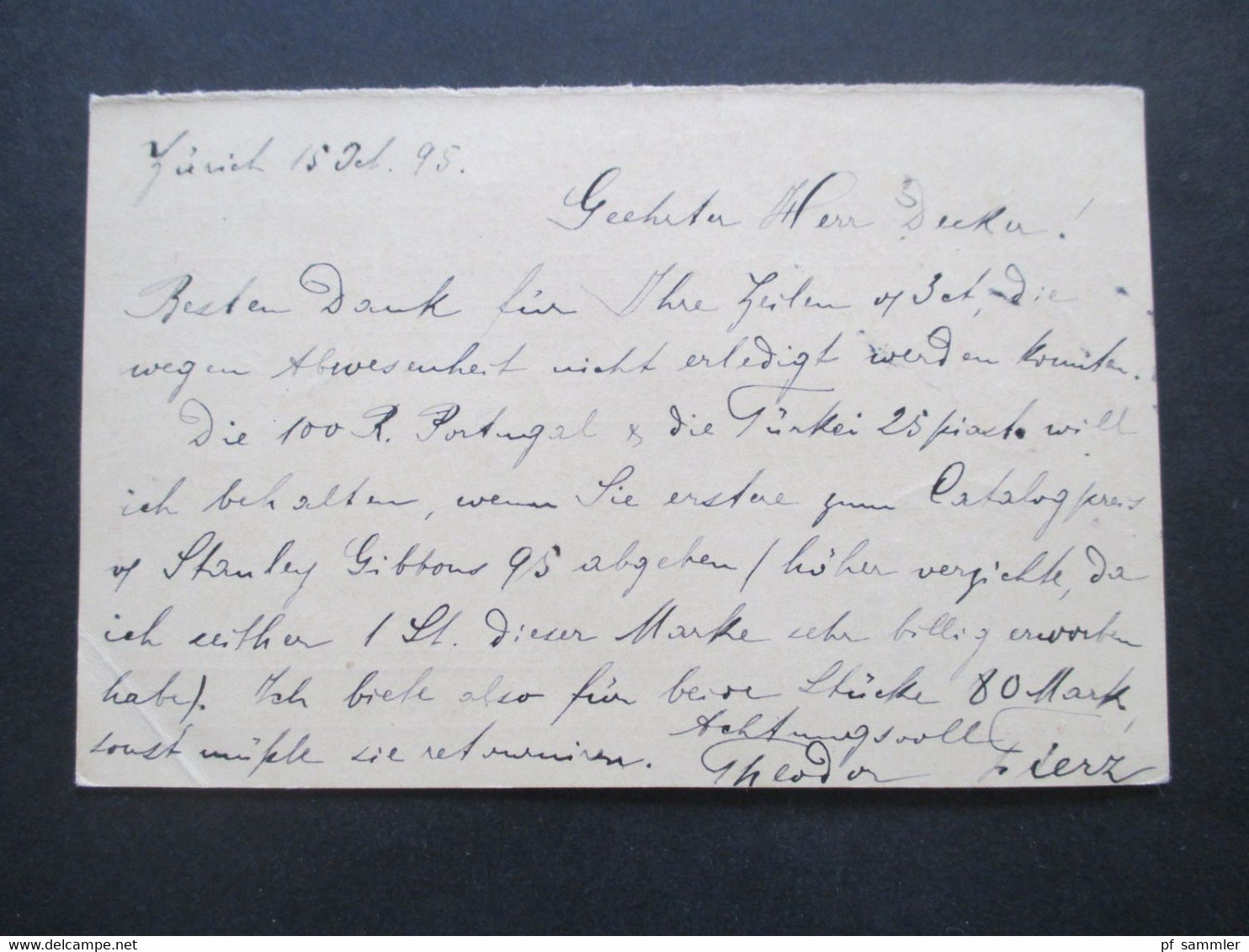 Schweiz 1895 Ganzsache Mit Bezahlter Antwort / Fragekarte Zürich 8 Nach Hannover Mit Ank. Stempel K1 Hannover 1. * V - Ganzsachen