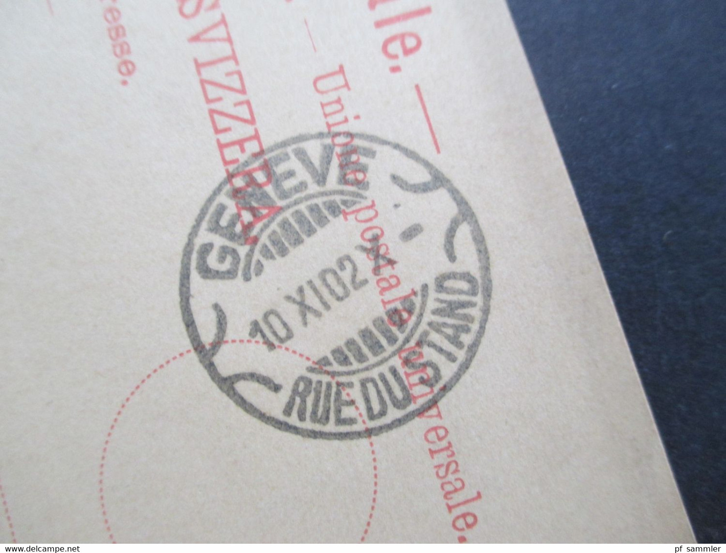 Schweiz 1902 Ganzsache Weltpostverein Rasierklingenstempel Geneve Rue Du Stand Nach Göttingen Mit Ank. Stempel - Stamped Stationery