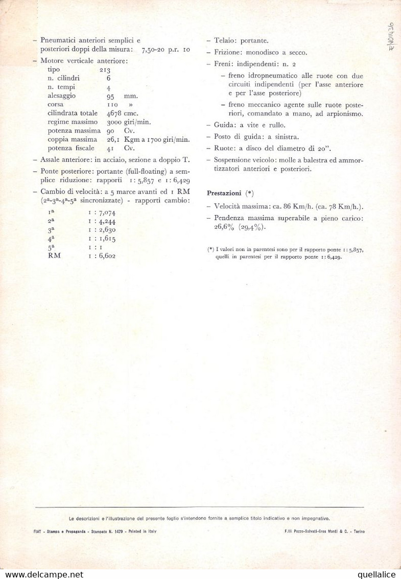 02110 "FIAT - AUTOBUS INTERURBANO A 40 N - SCHEMA AUTOTELAIO"  ORIG - Tools