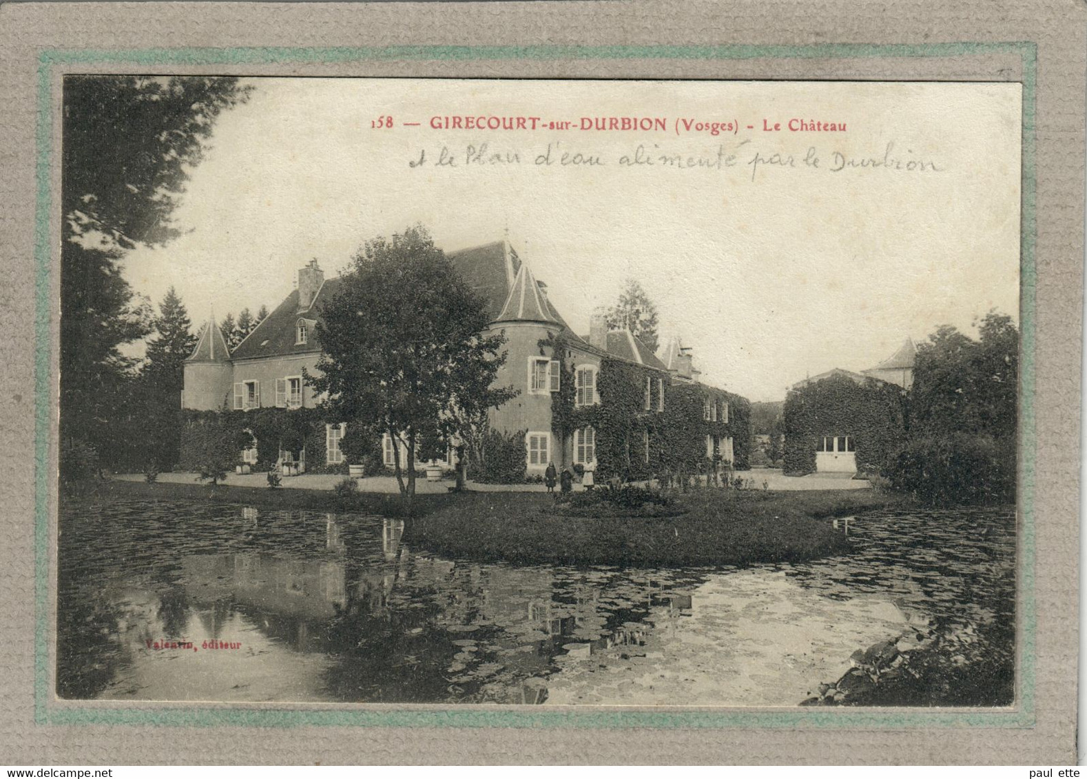 CPA - (88) GIRECOURT-sur-DURBION - Aspect Du Château Ceinturé Par Le Plan D'eau Alimenté Par Le Durbion En 1910 - Sonstige & Ohne Zuordnung