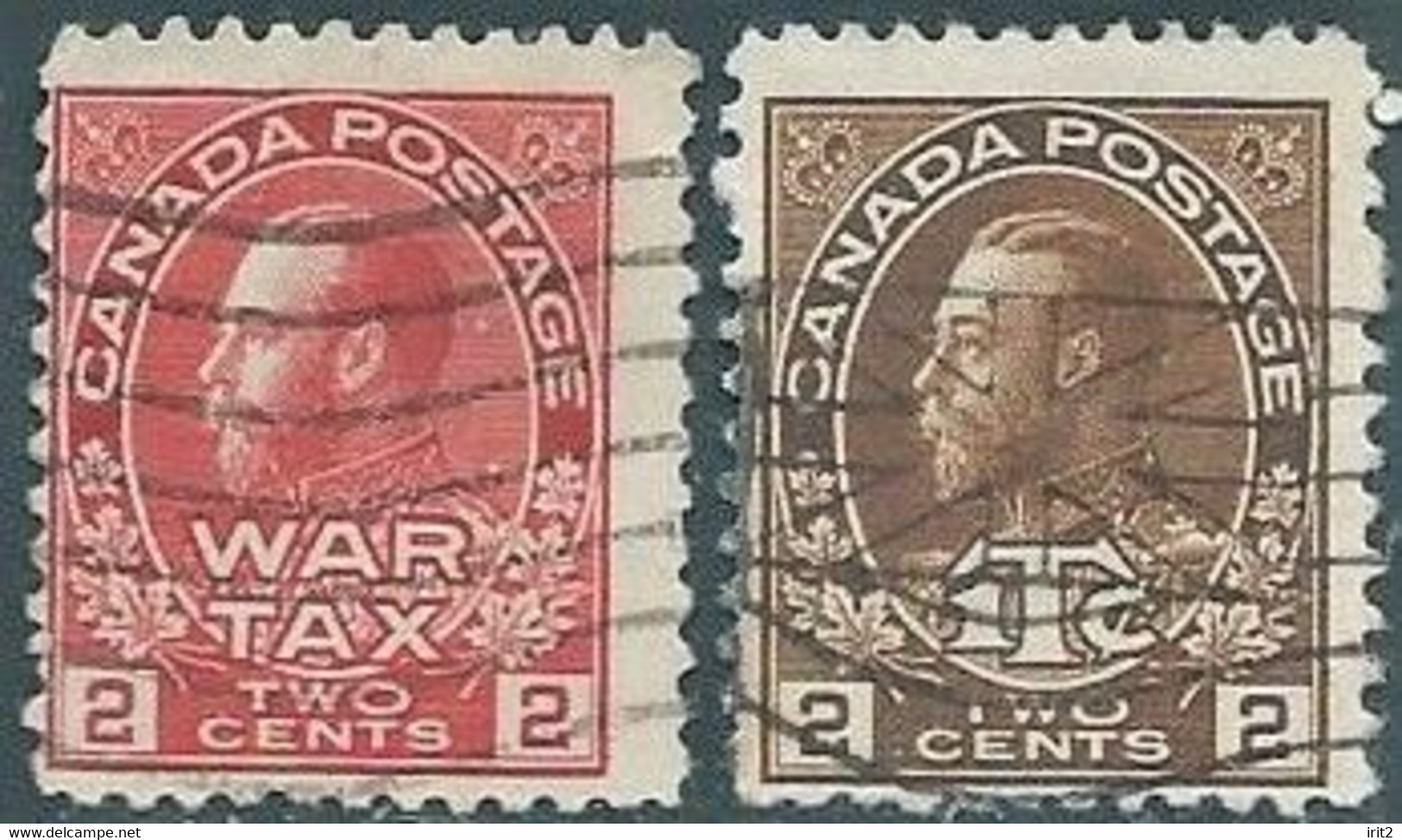 Canada -1915-1916 King George V, 2C & 2+1C With The Inscription War Tax - Oorlogsbelastingen