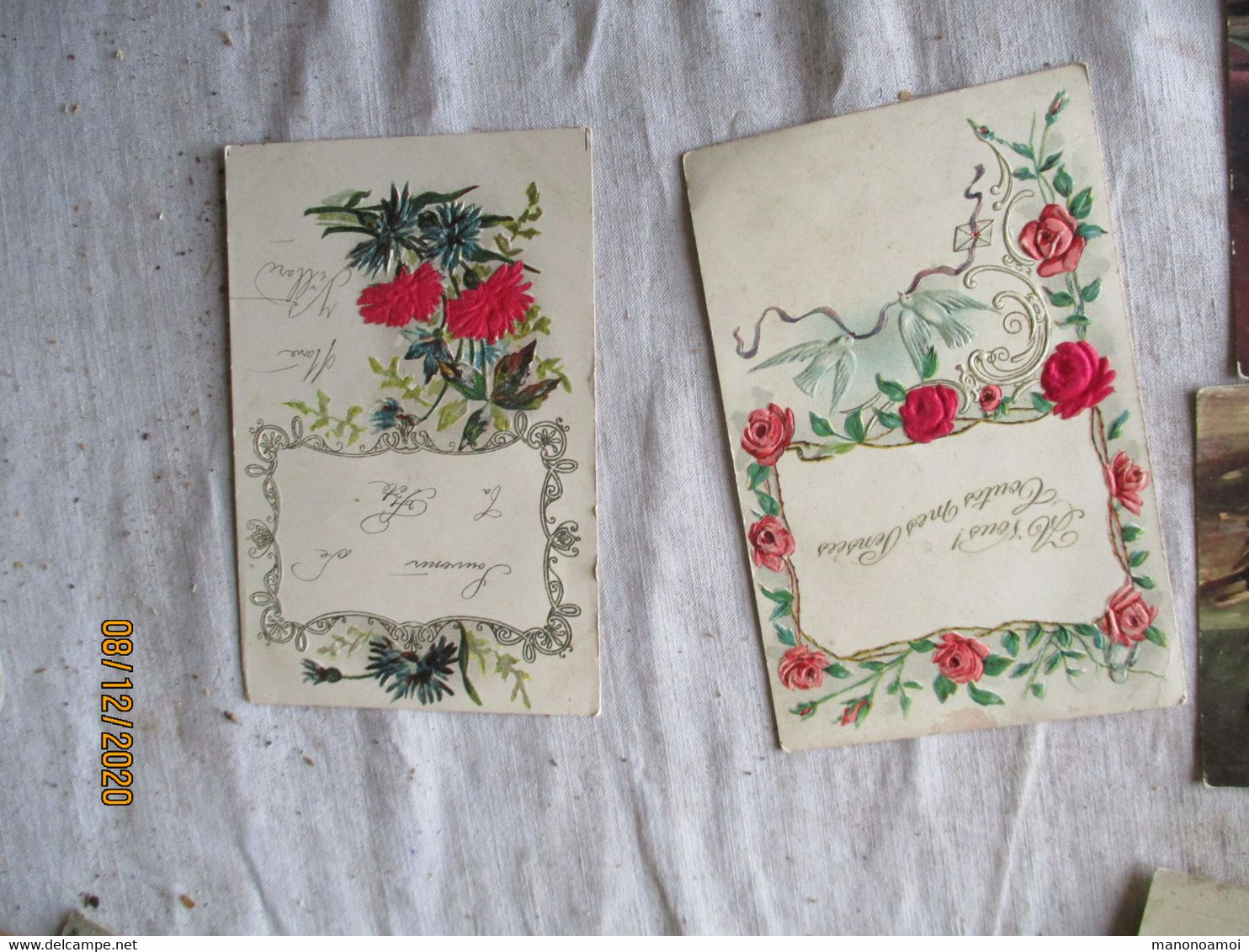 Lot De 5 Carte Feutrine Tissu Fleurs - Other & Unclassified