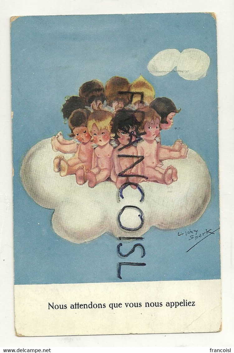 Bébés Sur Un Nuage. "Nous Attendons ...". Signée Chicky Spark. 1924 - Spark, Chicky