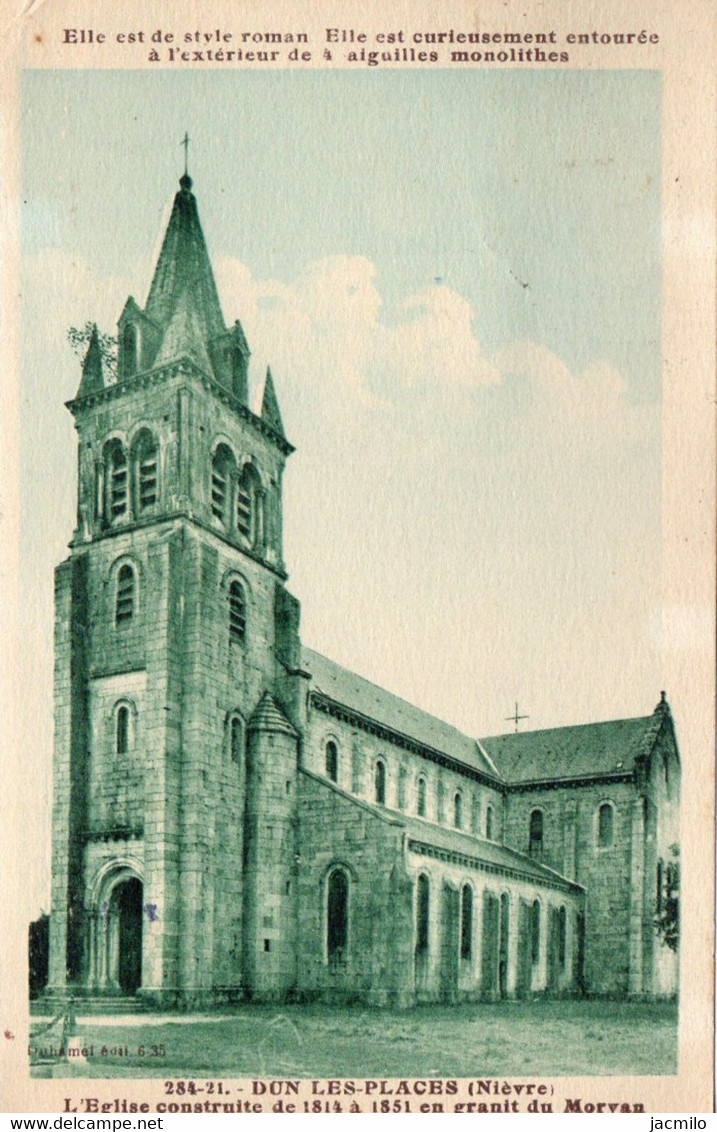 284-21. - DUN-LES-PLACES  (Nièvre). L'Eglise Construite De 1814 à 1851 En Granit Du Morvan. ETAT NEUF. Voir SCANS Recto- - Other & Unclassified