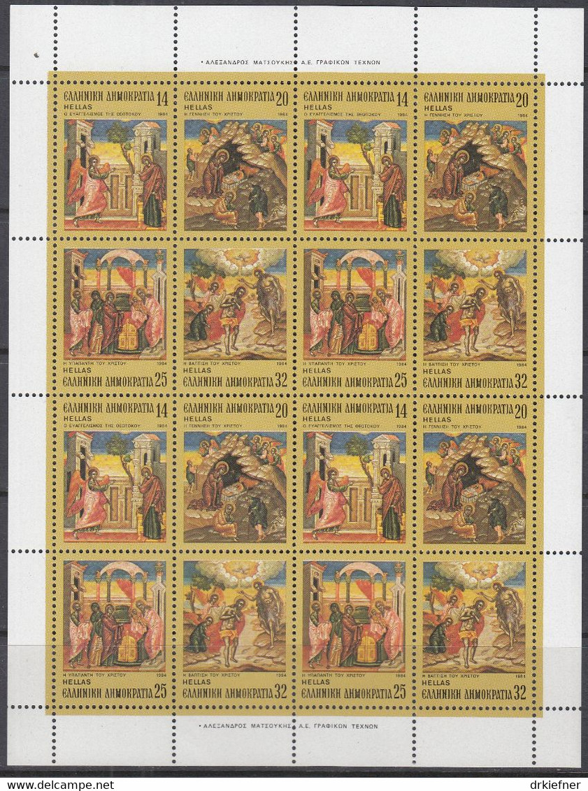 GRIECHENLAND 1571-1574, Zusammendruckbogen, Postfrisch **, Weihnachten, 1984 - Blocs-feuillets